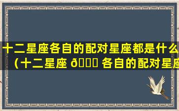 十二星座各自的配对星座都是什么（十二星座 🕊 各自的配对星座都是什么 🐠 ）